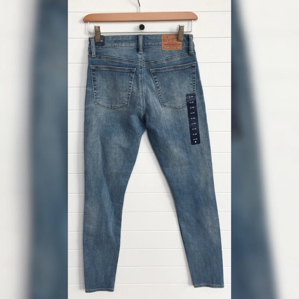 Lucky Brand NEW Ava Metallic Stripe Skinny Jeans Distressed Ripped High Waist